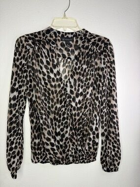 INC International Concepts Black and White Animal Print Blouse